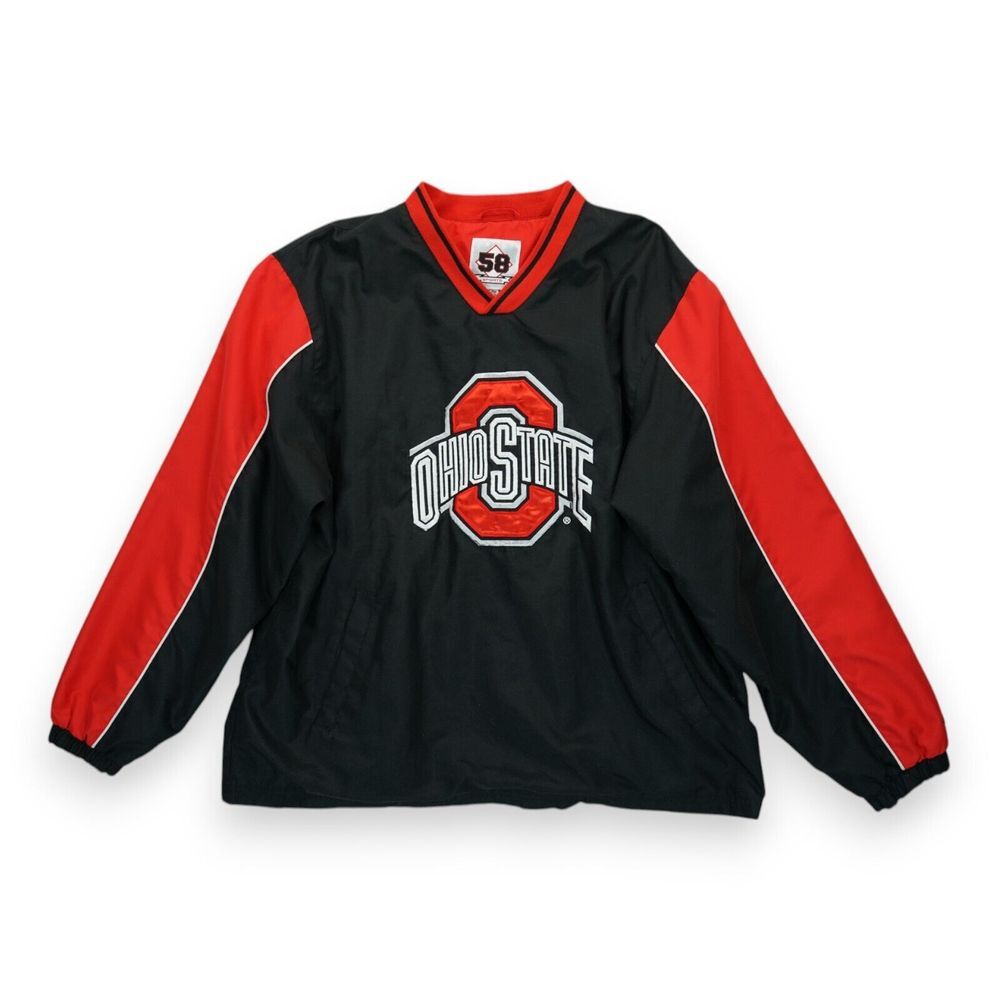 Vintage Ohio State Buckeyes 58 Men's Jacket Windbreaker Pullover V Neck‎ Size XL